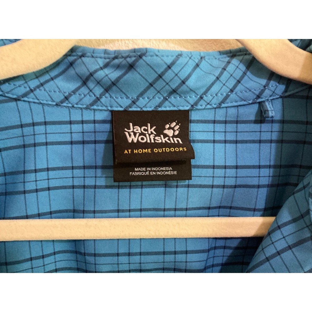 Jack Wolfskin Blue Button Up Shirt‎ Size XL Men Short Sleeve Outdoor Travel QMC - Picture 5 of 9